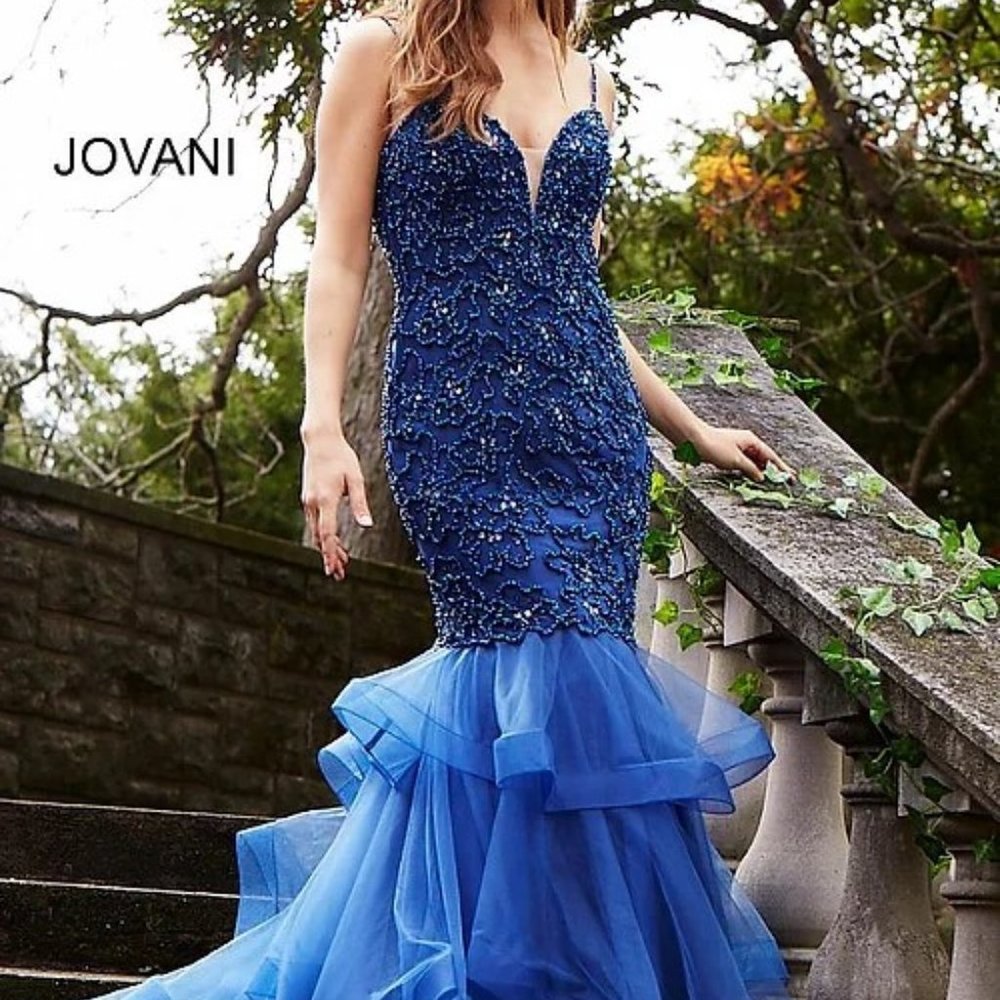 Jovani Embellished Tulle Mermaid Dress